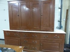 A very large painted pine housekeeper's cupboard,