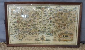 A vintage ESSO Plan of the Roads to the South Coast marked A.E.