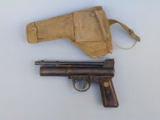 Webley & Scott Mark I .22 air pistol in canvas holster, NVSN.
