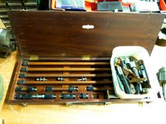 A large cased bore micrometer and a quantity of go/no-go inspection gauges