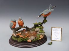 Royal Doulton Country Wildlife Collection limited edition cold cast sculpture of kingfishers