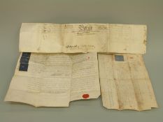 Three documents on parchment relating to Captain George Dunn,