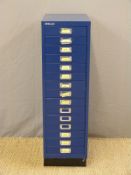 A metal chest of fifteen Bisley filing drawers (H94 x W40 x D28cm)