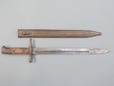 WWI Italian bayonet 1891 Carcano model marked XG2376, in original steel scabbard,