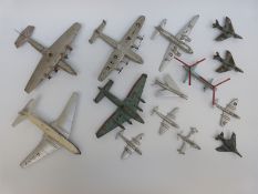 Fourteen Dinky Toys and Supertoys diecast model aircraft including Comet aeroplane,