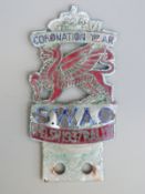 A South Wales Automobile Club 1937 Coronation year Welsh Rally badge,