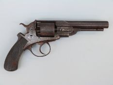 Daws 80 bore five-shot percussion double action revolver with finely engraved frame marked 'Patent