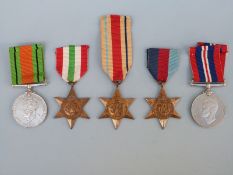 WWII medal group comprising 1939-1945 Star, Africa Star, Italy Star,