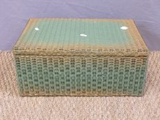 A Lloyd Loom hamper, possibly a prototype never put into production with 'reject' stamped to base,