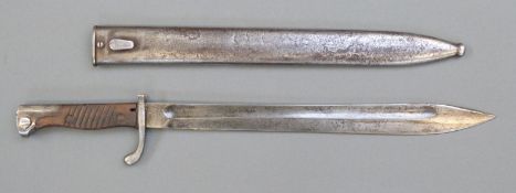 WWI German S98/05 bayonet with steel scabbard marked VC SCHILLING SUHL to blade,
