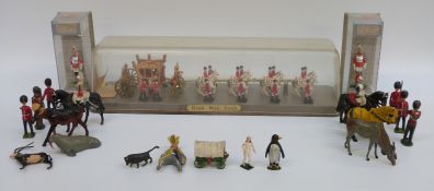 Three Britains and similar model soldiers and soldier sets including Royal State Coach all in