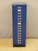 A metal chest of fifteen Bisley filing drawers (H94 x W40 x D28cm)
