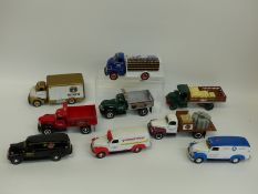 Nine First Gear diecast model American delivery vans including Pepsi, GrainBelt Beer,