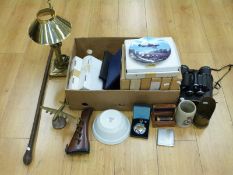A quantity of ephemera to include brass replica Orient Express lamp, model plane, knobkerrie,