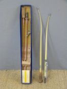 Two Accles & Pollock steel archery bows Apollo Swift in red and Apollo Merlin in cream both with