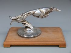 Art Deco chrome car mascot formed as a greyhound by C.