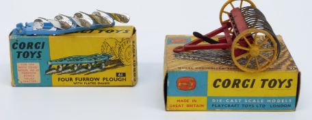 Two Corgi Toys diecast model farm implements,