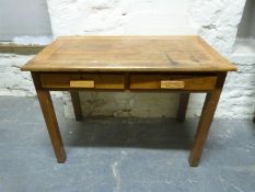 An oak and ash hall table with two drawers (H76 x W106 x D60cm)