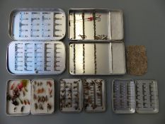 Five Wheatley aluminium fly boxes, one with inner hinged leaf,