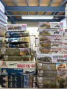Twenty Italeri, Italeri Academy and IBG model military vehicle kits including C-47 Skytrain,
