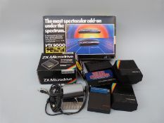 A quantity of ZX Spectrum accessories including Microdrive, Micro Command Speech Recognition Unit,
