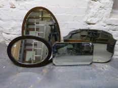 Two oak mirrors and two retro mirrors