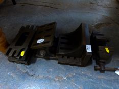 A quantity of angle plates etc and a vice