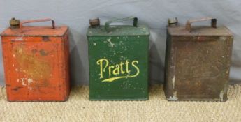 Three vintage two gallon petrol cans,