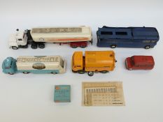 Five Corgi Toys and Major Toys diecast model commercial vehicles including Esso tanker,