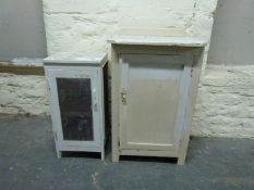 A vintage painted cupboard and meat safe (largest H96 x W66cm)
