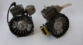 Two petrol engines to suit model aeroplanes or similar.