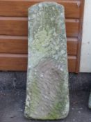 A carved natural stone marker or milepost with number 11 carved to top (approximate H90 x W29 x