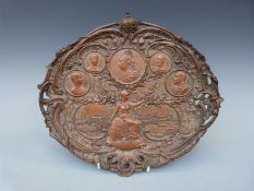 Electrotype wall plaque celebrating Queen Victoria's Diamond Jubilee and depicting members of the