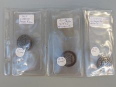 Three silver badges comprising SWB Roll B175119 499027 PTE John Sinclair Labour Corps;