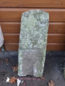 A carved natural stone marker or milepost (approximate H87 x W29 x D13cm) These stones were