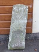 A carved natural stone marker or milepost with number 10 carved to top (approximate H91 x W29 x