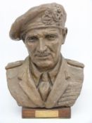 A bronzed bust of Field Marshal Montgomery sculpted by Constance Freedman, FRBS, cast by Paul Lewis,