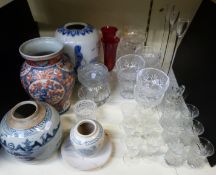 A collection of Oriental ceramics and cut glass