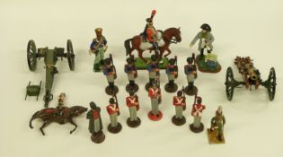 Sixteen diecast Napoleonic soldiers including five Red Coats, five Imperial Guard,