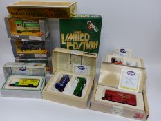 Nine Corgi Classics and Corgi Commercials diecast model vans and van sets including Flowers,