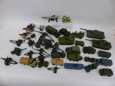 Thirty-four Dinky Toys, Dinky Supertoys, Corgi Toys and Britains diecast model military vehicles.