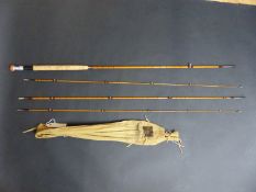 Hardy Gold Medal 11ft split cane fishing rod with spare top crop