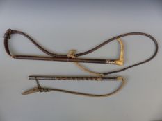 A riding crop and a driving whip,