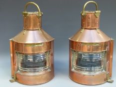 A pair of brass and copper Admiralty ship's lamps marked Patt 23 & 24