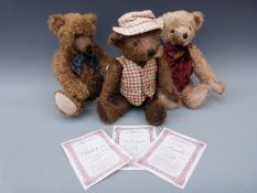 Three Past Times limited edition Teddy bears Lacelot 373/1000,