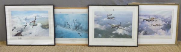 Four framed Robert Taylor prints 'The Lancaster VC's signed by Norman Jackson and Reid, 49 x 60cm,