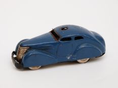 Schuco 3000 clockwork tinplate car with blue body