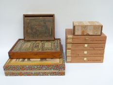 Eight sets of vintage wooden building blocks and jigsaw puzzles including Richter & Co Anchor
