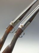 Pair of Westley Richards 12 bore 'Gold Name' side by side boxlock ejector shotgun with hand