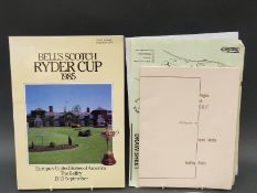 A pair of heavy metal Bell's Scotch Ryder Cup green signs with additional 1985 Ryder Cup ephemera
